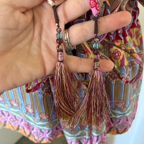 Echo Multicolor Bohemian Silk Blouse - Picture 4 of 15